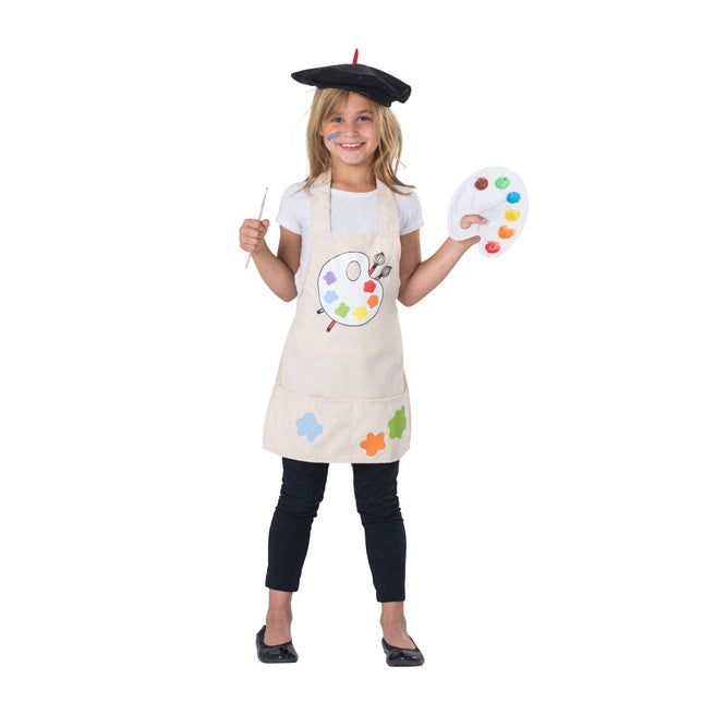 Kids Artist Costume, Creative Painter Outfit with Beret and Accessories for Dress Up