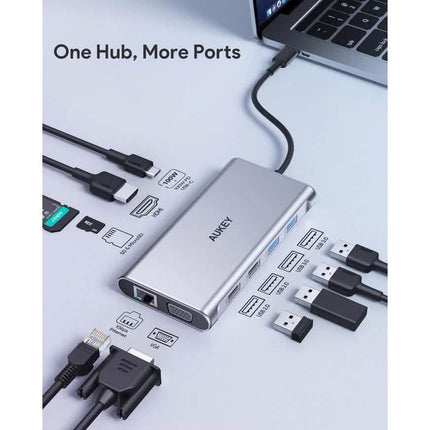 AUKEY 10-in-1 USB C Hub with 4K HDMI & VGA