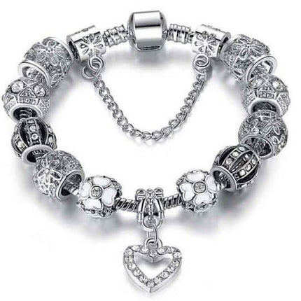 Austrian Crystal Heart Charm Bracelet
