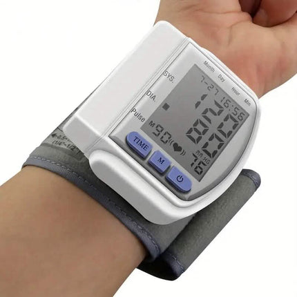 Automatic Digital Wrist Blood Pressure Monitor with Large LCD Display and Adjustable Cuff