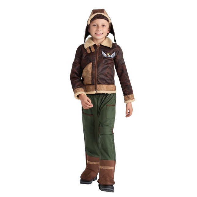 Kids Aviator Costume with Pilot Jacket, Goggles and Flight Style Details