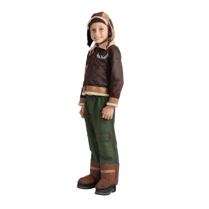 Kids Aviator Costume with Pilot Jacket, Goggles and Flight Style Details
