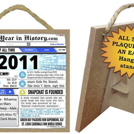 2011 A Year in History Plaques 5" x 5" wood plaque/sign