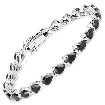 14.82 Carat Genuine Black Spinel 925 Sterling Silver Bracelet