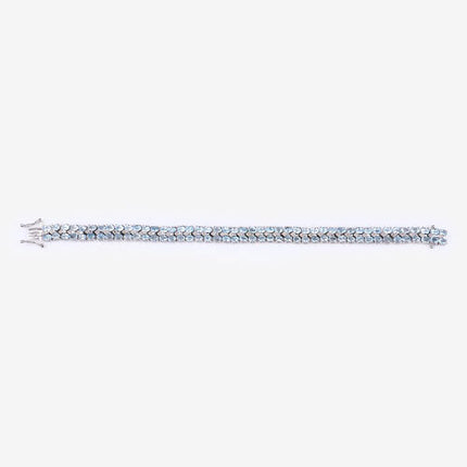 17.22 Carat Genuine Blue Topaz and White Diamond .925 Sterling Silver Bracelet