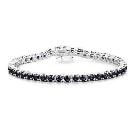 8.36 Carat Genuine Blue Sapphire .925 Sterling Silver Bracelet