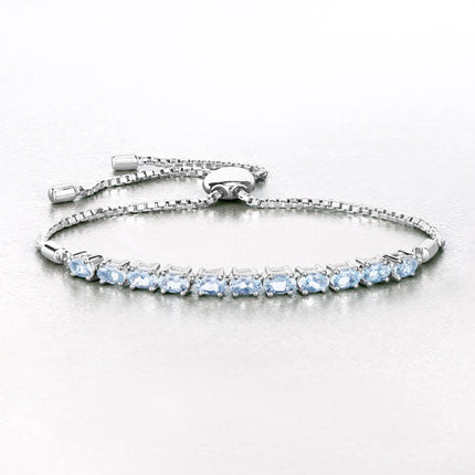 2.20 Carat Genuine Aquamarine .925 Sterling Silver Bracelet