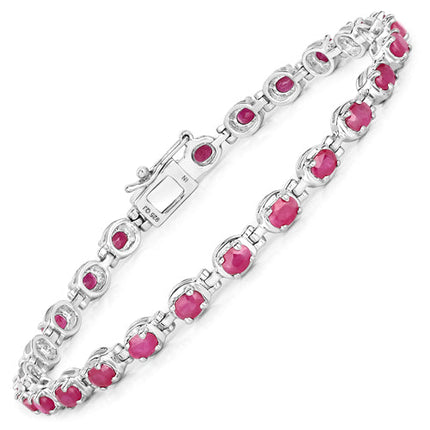 5.50 Carat Genuine Ruby .925 Sterling Silver Bracelet