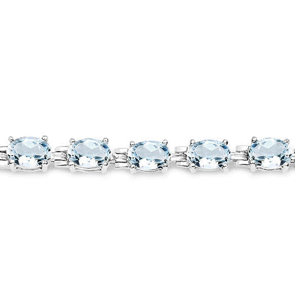 8.80 Carat Genuine Aquamarine .925 Sterling Silver Bracelet