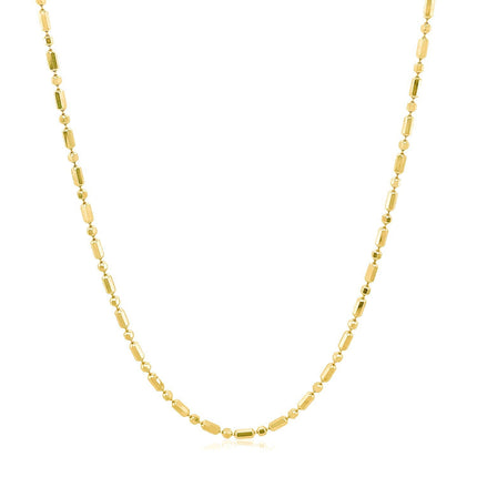 14k Yellow Gold Diamond-Cut Alternating Bead Chain 1.5mm