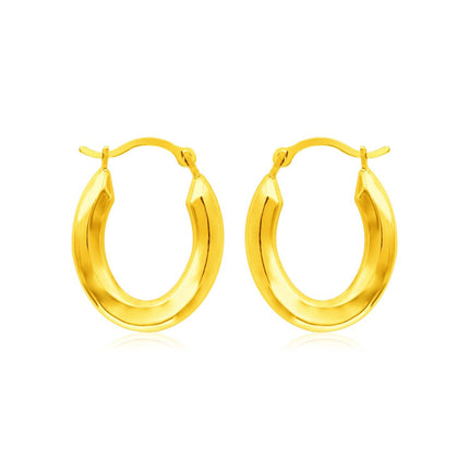 14k Yellow Gold Polished Oval Hoop Earrings