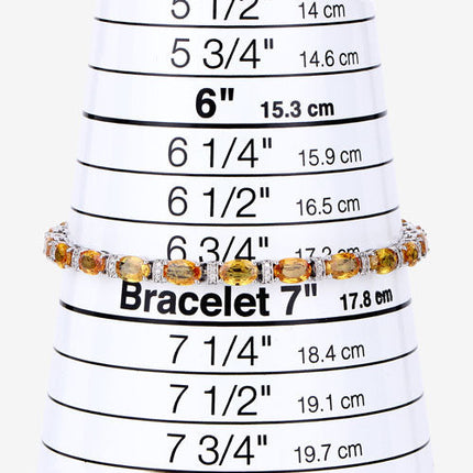 12.33 Carat Genuine Orange Sapphire and White Diamond 14K White Gold Bracelet