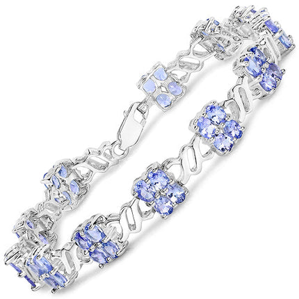 8.16 Carat Genuine Tanzanite .925 Sterling Silver Bracelet