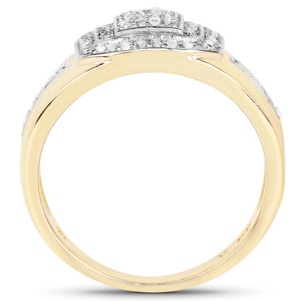 14K Yellow Gold Plated 0.29 Carat Genuine White Diamond .925 Sterling Silver Ring