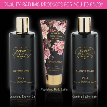 Home Spa Gift Basket, Bath & Body Set - Fresh Peony in Bag