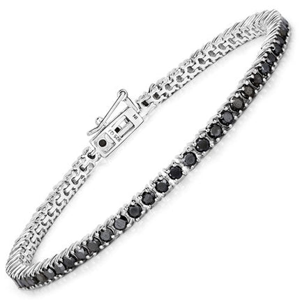 3.15 Carat Genuine Black Diamond .925 Sterling Silver Bracelet