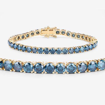 14.33 Carat Genuine Blue Diamond 14K Yellow Gold Bracelet