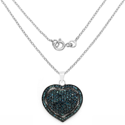 1.25 Carat Genuine Blue Diamond .925 Sterling Silver Pendant