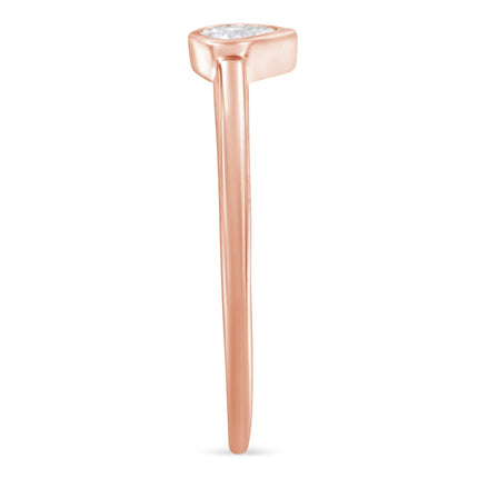 14K Rose Gold Plated .925 Sterling Silver 1/20 Carat Diamond Teardrop Pear-Shaped Miracle Set Petite Fashion Ring (J-K Color, I1-I2 Clarity) - Size 6