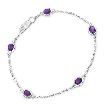 1.70 Carat Genuine Amethyst .925 Sterling Silver Bracelet
