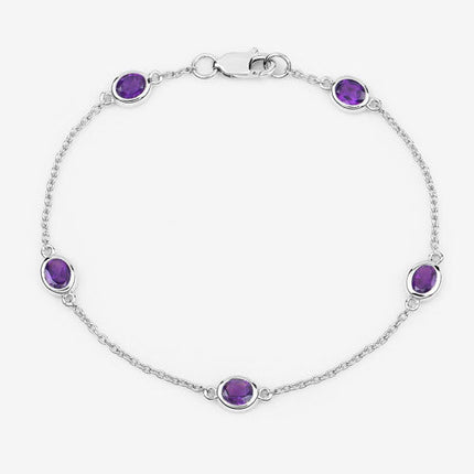1.70 Carat Genuine Amethyst .925 Sterling Silver Bracelet