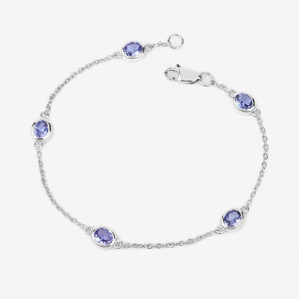 1.65 Carat Genuine Tanzanite .925 Sterling Silver Bracelet