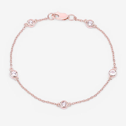 0.45 Carat Genuine Morganite .925 Sterling Silver Bracelet