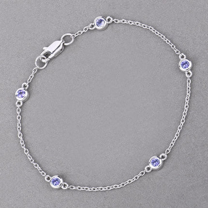 0.50 Carat Genuine Tanzanite .925 Sterling Silver Bracelet