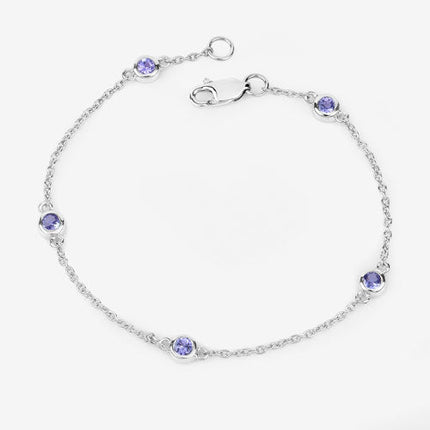 0.50 Carat Genuine Tanzanite .925 Sterling Silver Bracelet