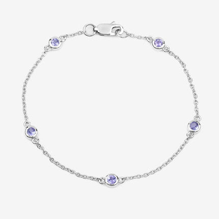 0.50 Carat Genuine Tanzanite .925 Sterling Silver Bracelet
