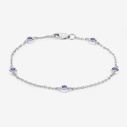 0.50 Carat Genuine Tanzanite .925 Sterling Silver Bracelet