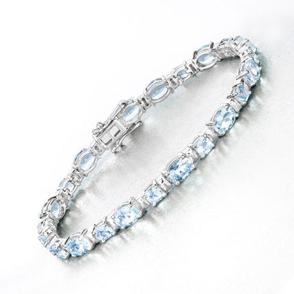 10.06 Carat Genuine Aquamarine .925 Sterling Silver Bracelet