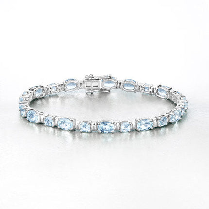 10.06 Carat Genuine Aquamarine .925 Sterling Silver Bracelet