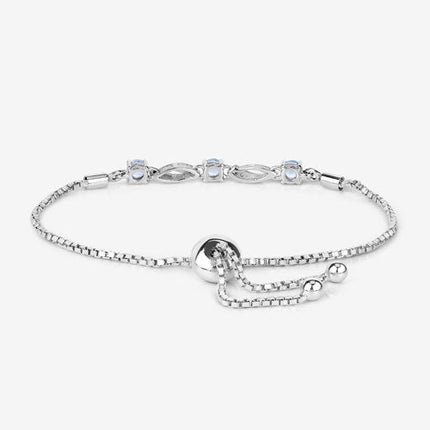 0.74 Carat Genuine Aquamarine and White Sapphire .925 Sterling Silver Bracelet