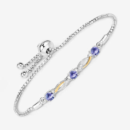 0.77 Carat Genuine Tanzanite and White Sapphire .925 Sterling Silver Bracelet