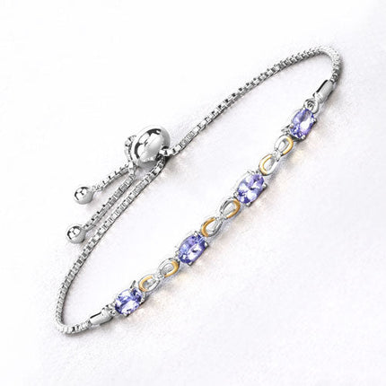 1.81 Carat Genuine Tanzanite and White Topaz .925 Sterling Silver Bracelet