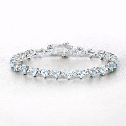 7.71 Carat Genuine Aquamarine and White Diamond .925 Sterling Silver Bracelet