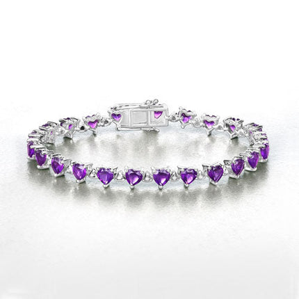 10.01 Carat Genuine Amethyst and White Diamond .925 Sterling Silver Bracelet