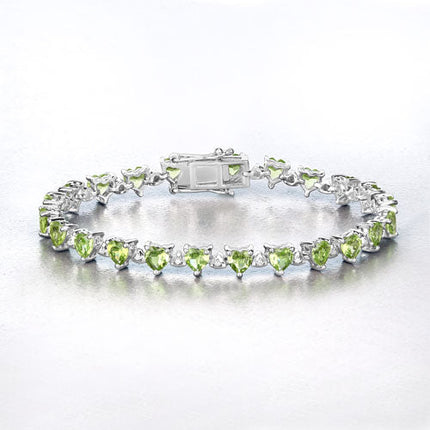10.24 Carat Genuine Peridot and White Diamond .925 Sterling Silver Bracelet