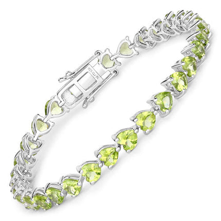 13.64 Carat Genuine Peridot .925 Sterling Silver Bracelet