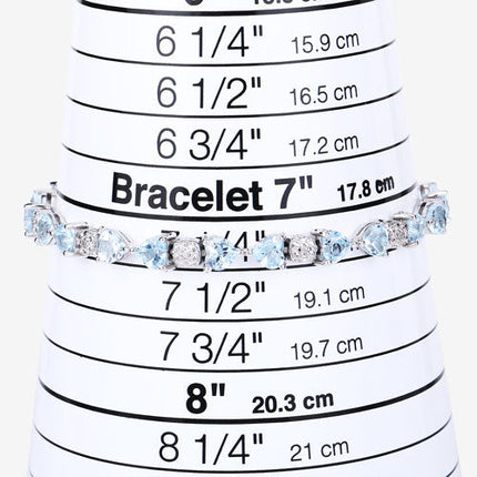 11.10 Carat Genuine Blue Topaz and White Diamond .925 Sterling Silver Bracelet