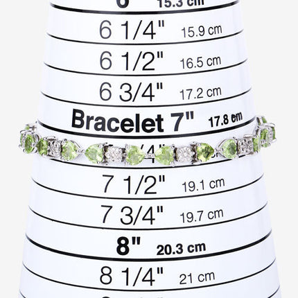 9.78 Carat Genuine Peridot and White Diamond .925 Sterling Silver Bracelet