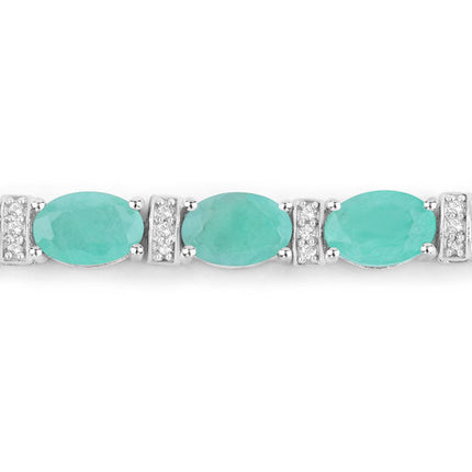 4.98 Carat Genuine Emerald and White Topaz .925 Sterling Silver Bracelet