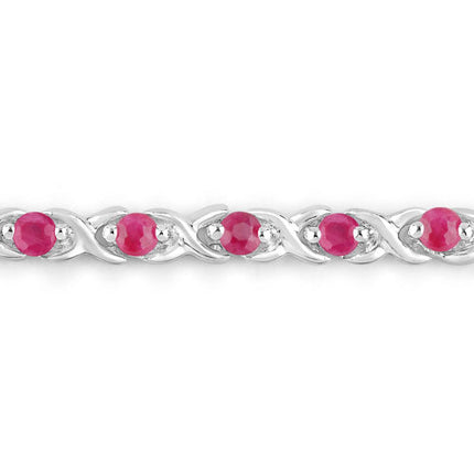 0.88 Carat Genuine Ruby .925 Sterling Silver Bracelet