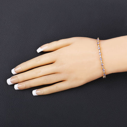 1.56 Carat Genuine Tanzanite and White Diamond .925 Sterling Silver Bracelet