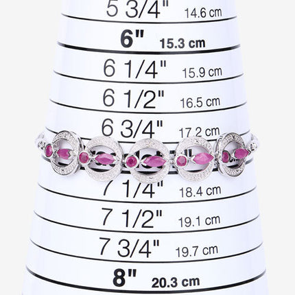 1.65 Carat Genuine Ruby and White Diamond .925 Sterling Silver Bracelet