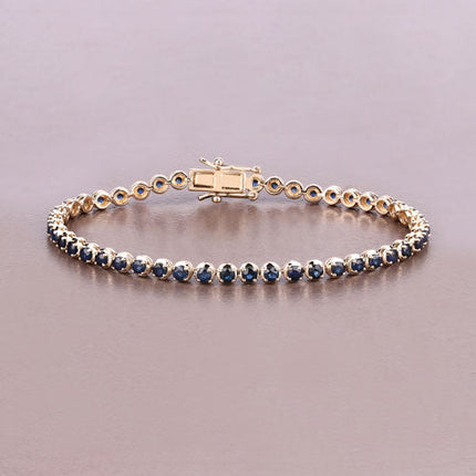 3.13 Carat Genuine Blue Sapphire 14K Yellow Gold Bracelet