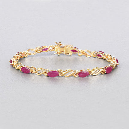 5.00 Carat Genuine Ruby 10K Yellow Gold Bracelet