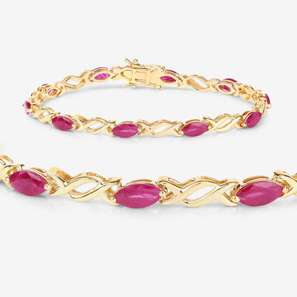 5.00 Carat Genuine Ruby 10K Yellow Gold Bracelet