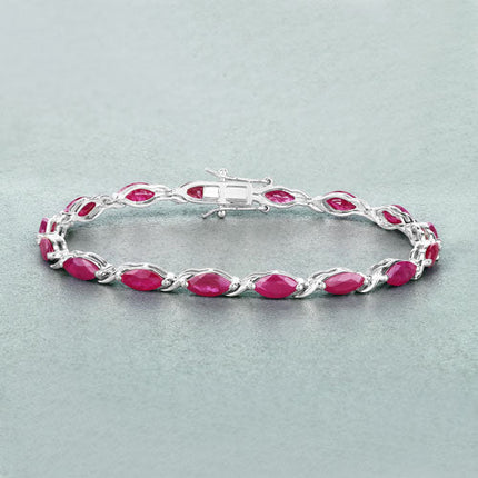 8.00 Carat Genuine Ruby 10K White Gold Bracelet